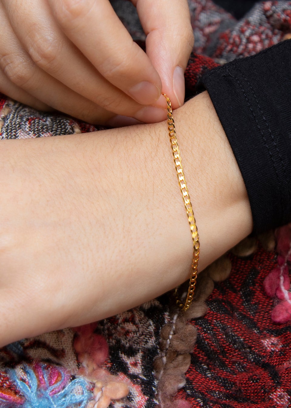 Golden Moments 9ct Yellow Gold 60 Diamond Cut Flat Curb Bracelet