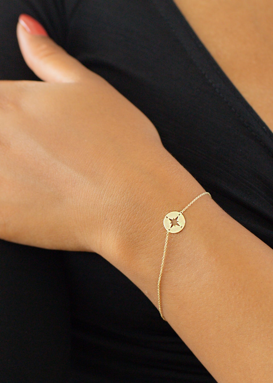 Golden Moments 9ct Yellow Gold 10mm Compass Adjustable Slider Bracelet Matalan