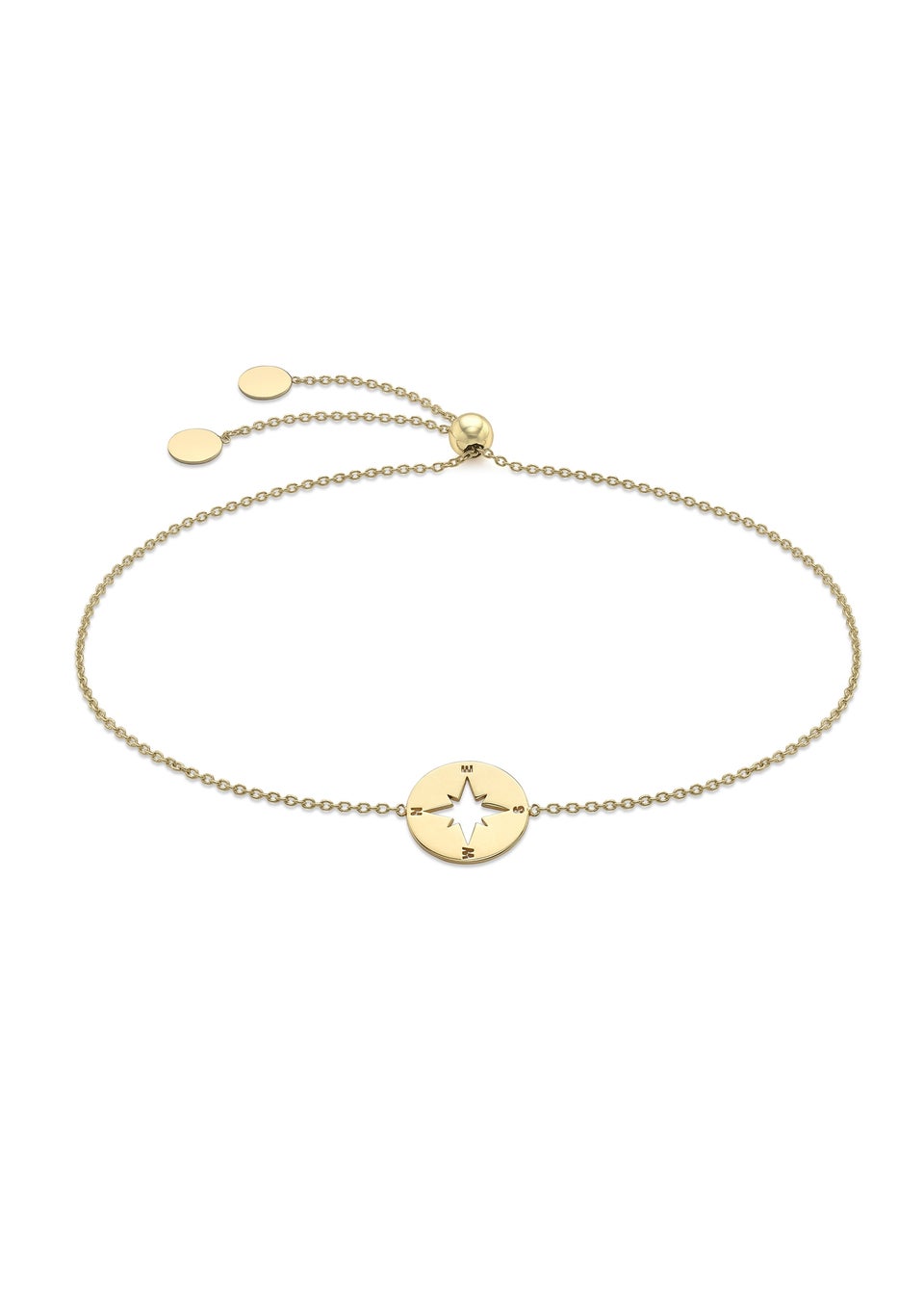 Golden Moments 9ct Yellow Gold 10mm 'Compass' Adjustable Slider Bracelet