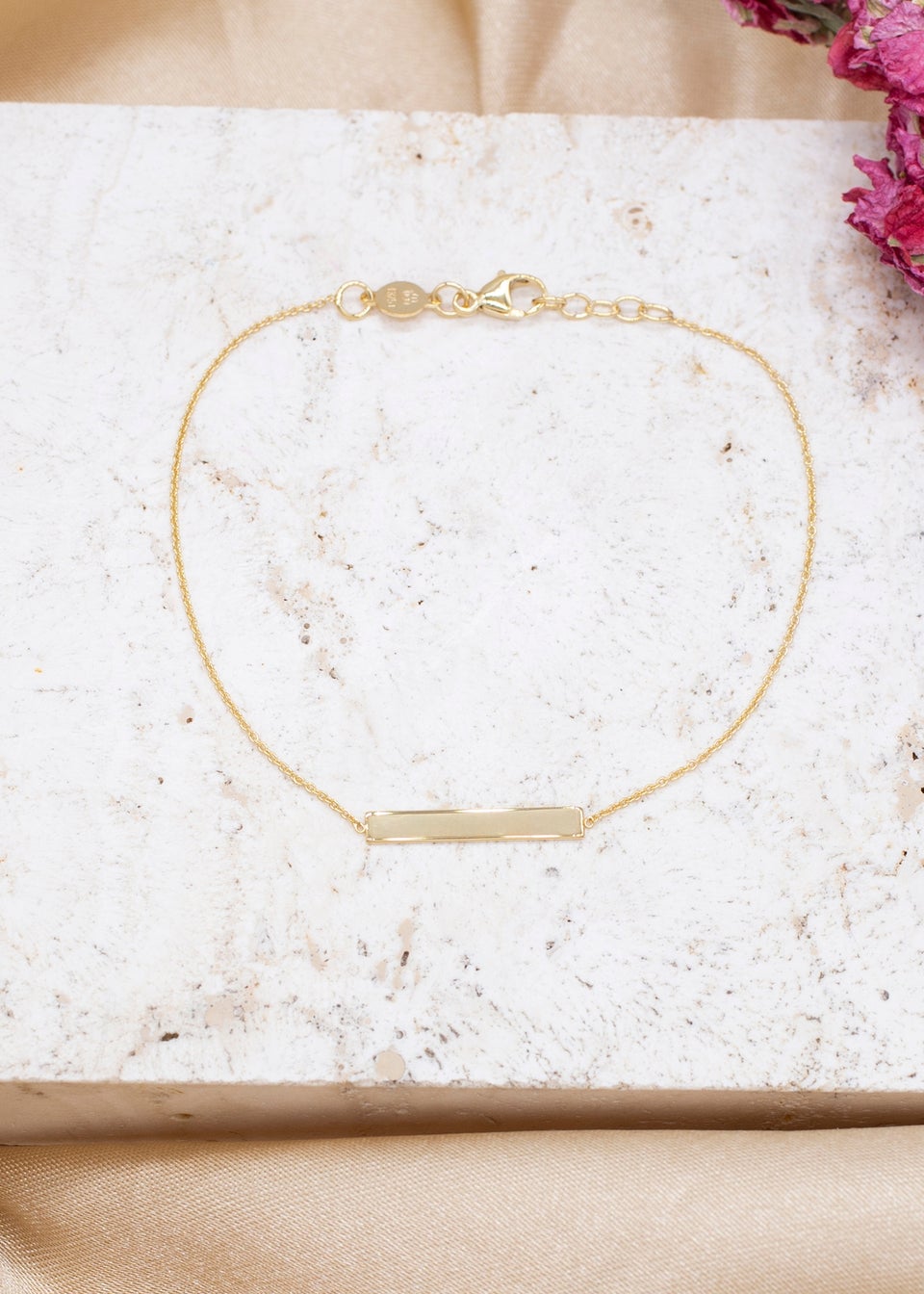 Golden Moments 9ct Yellow Gold 3mm x 20mm HorizontalBar Adjustable Bracelet