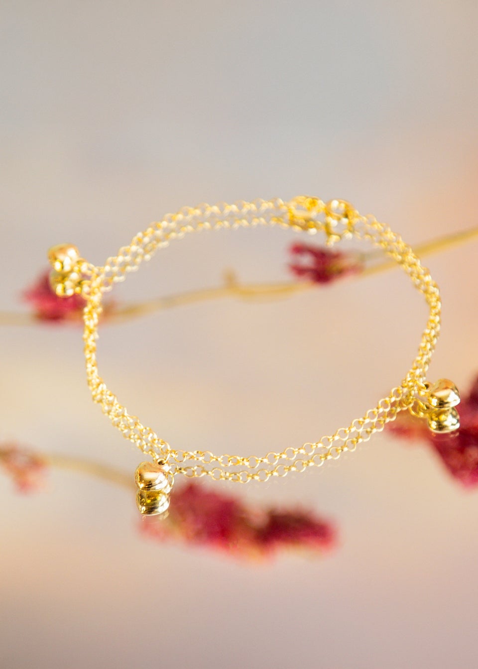 Golden Moments 9ct Yellow Gold 3Heart Belcher Bracelet
