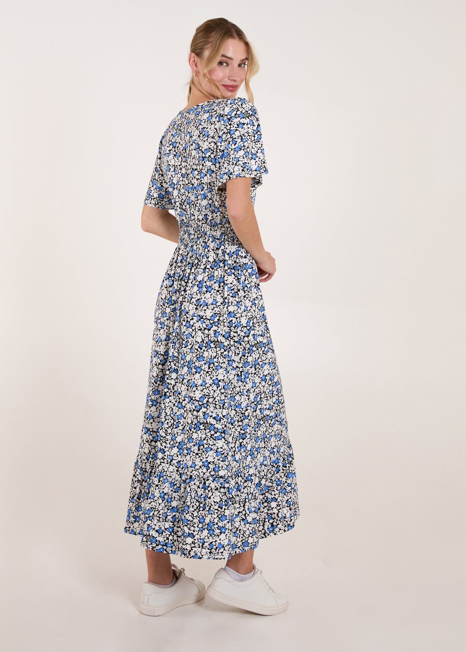 Blue Vanilla Blue Floral Wrap Front Maxi Dress