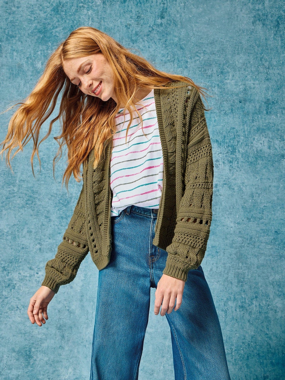 Casey Strickjacke mit Häkelmuster