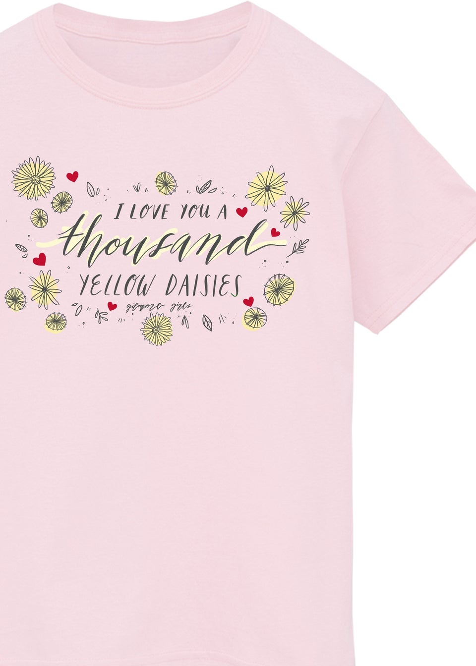 Gilmore Girls Thousand Yellow Daisies Heart Pink T-Shirt (3-13 Years)