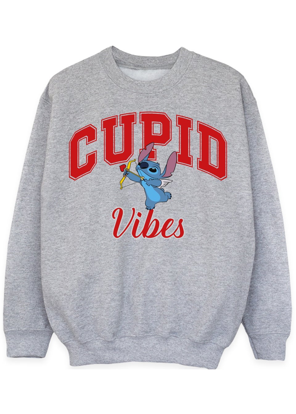 Disney Lilo & Stitch Cupid Vibes Heather Grey Sweatshirt (3-13 Years)