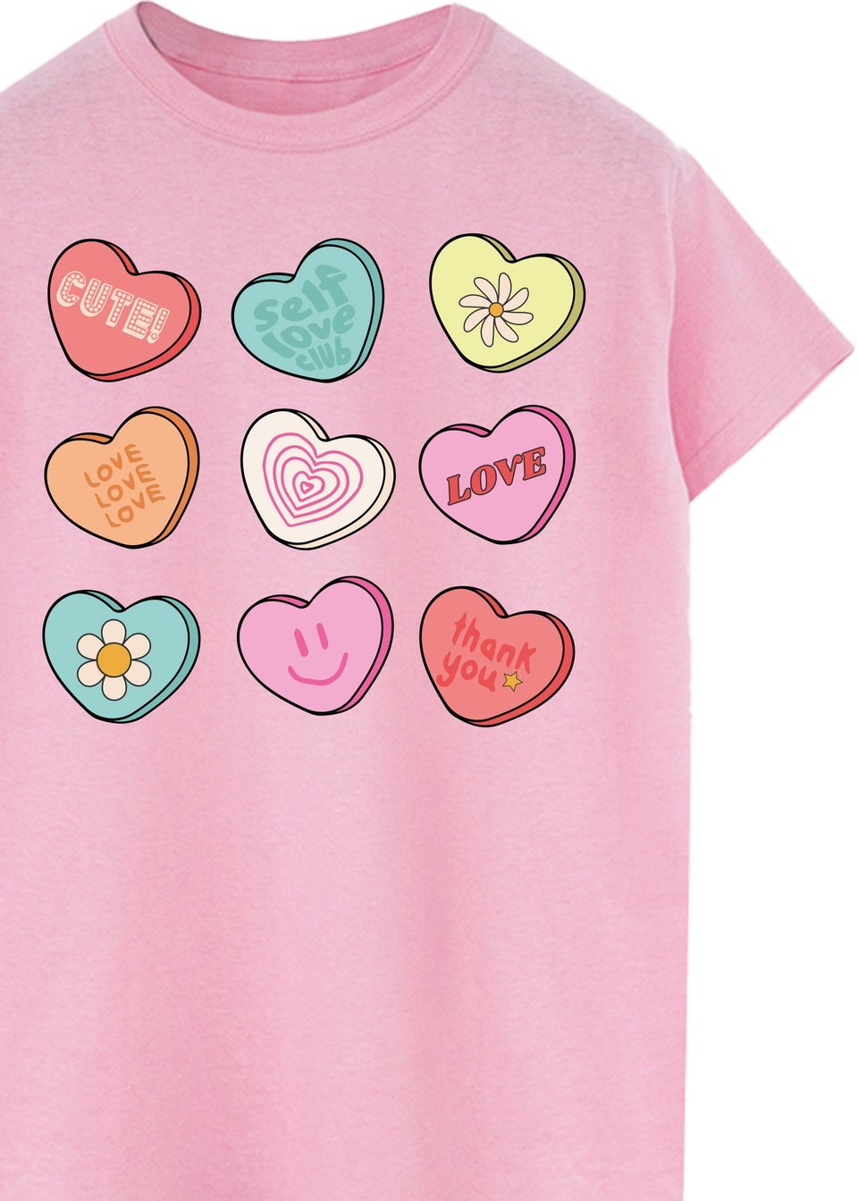 Brands In Candy Hearts Pink Boyfriend Fit T-Shirt