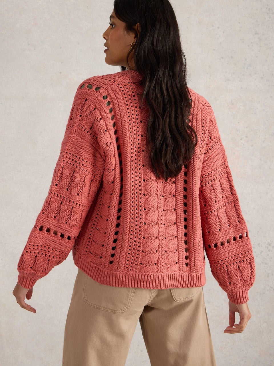 Casey Strickjacke mit Häkelmuster