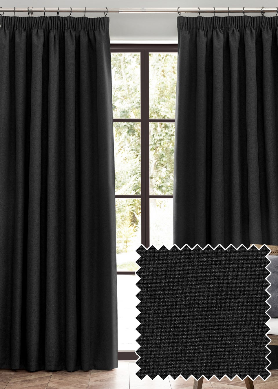 furn. Dawn 100% Blackout Thermal Pencil Pleat Curtains