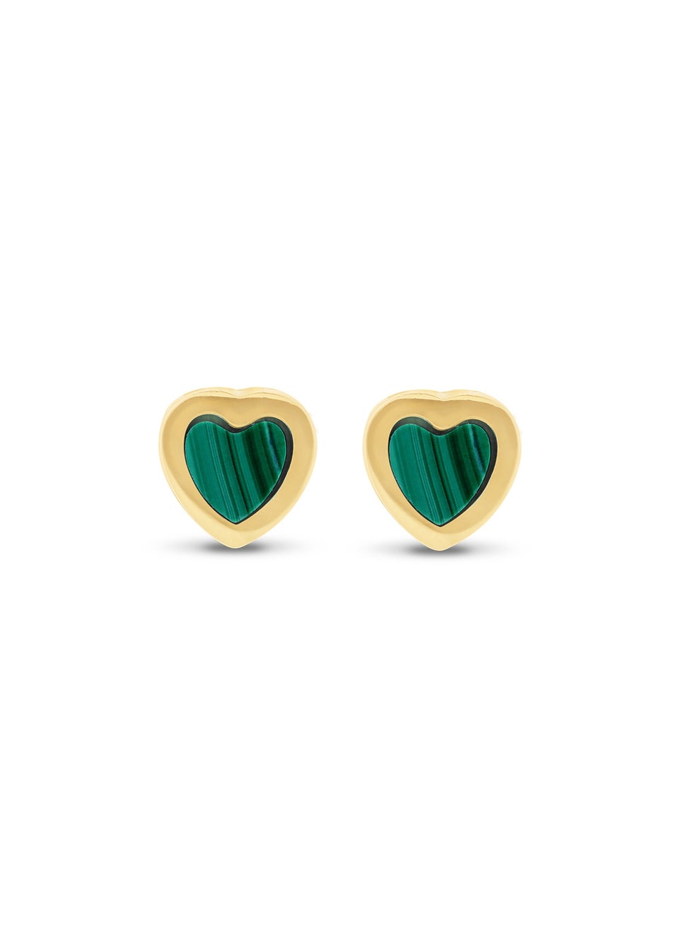 Golden Moments 9ct Yellow Gold Green Heart Stud Earring