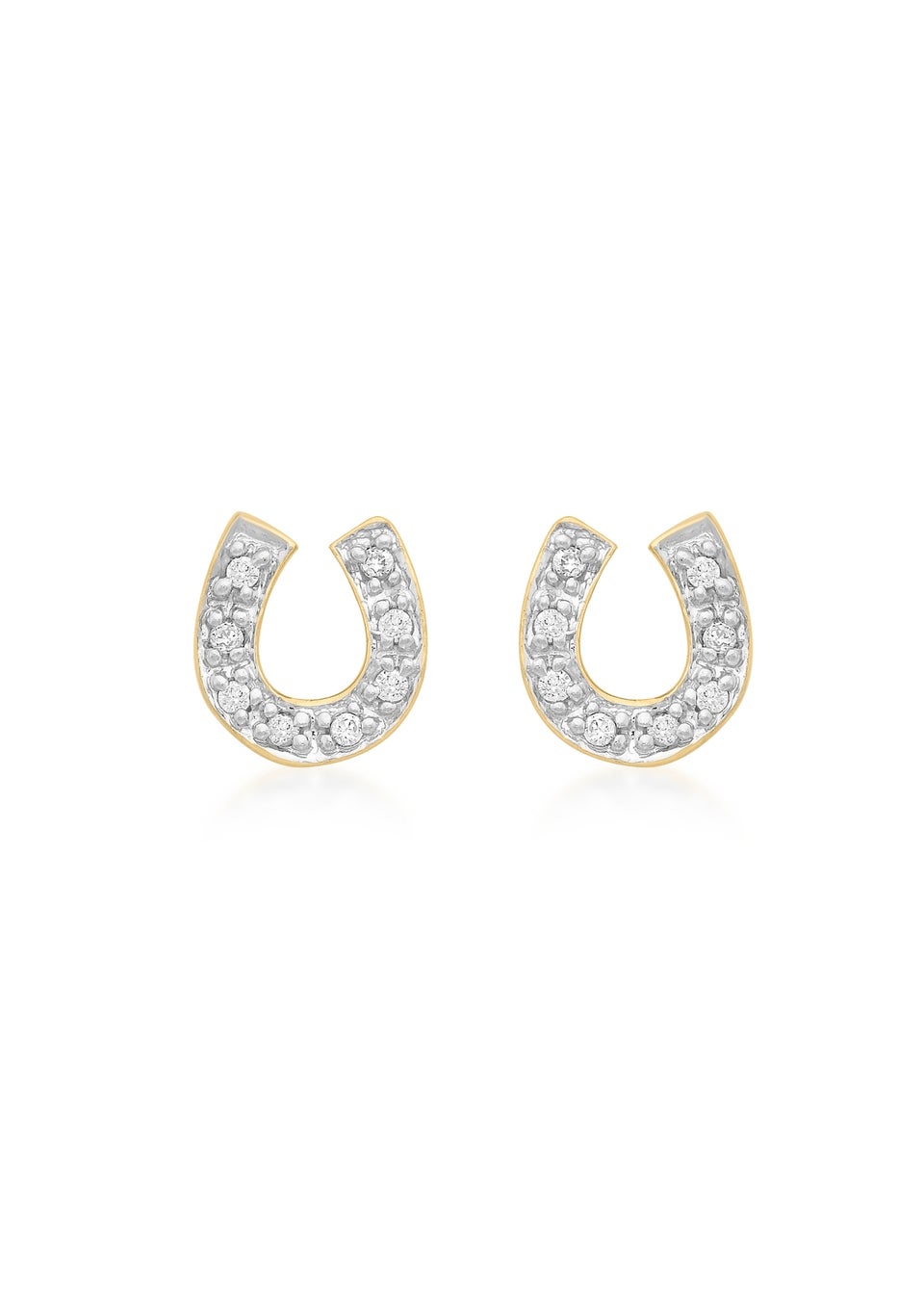 Golden Moments 9ct Yellow Gold CZ Horseshoe Stud Earrings