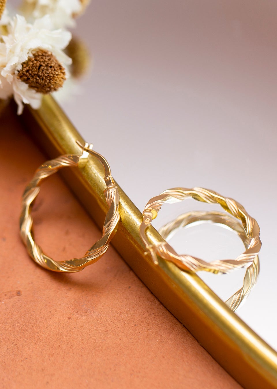 Golden Moments 9ct Yellow Gold Twist-Tube Hoop Creole Earrings