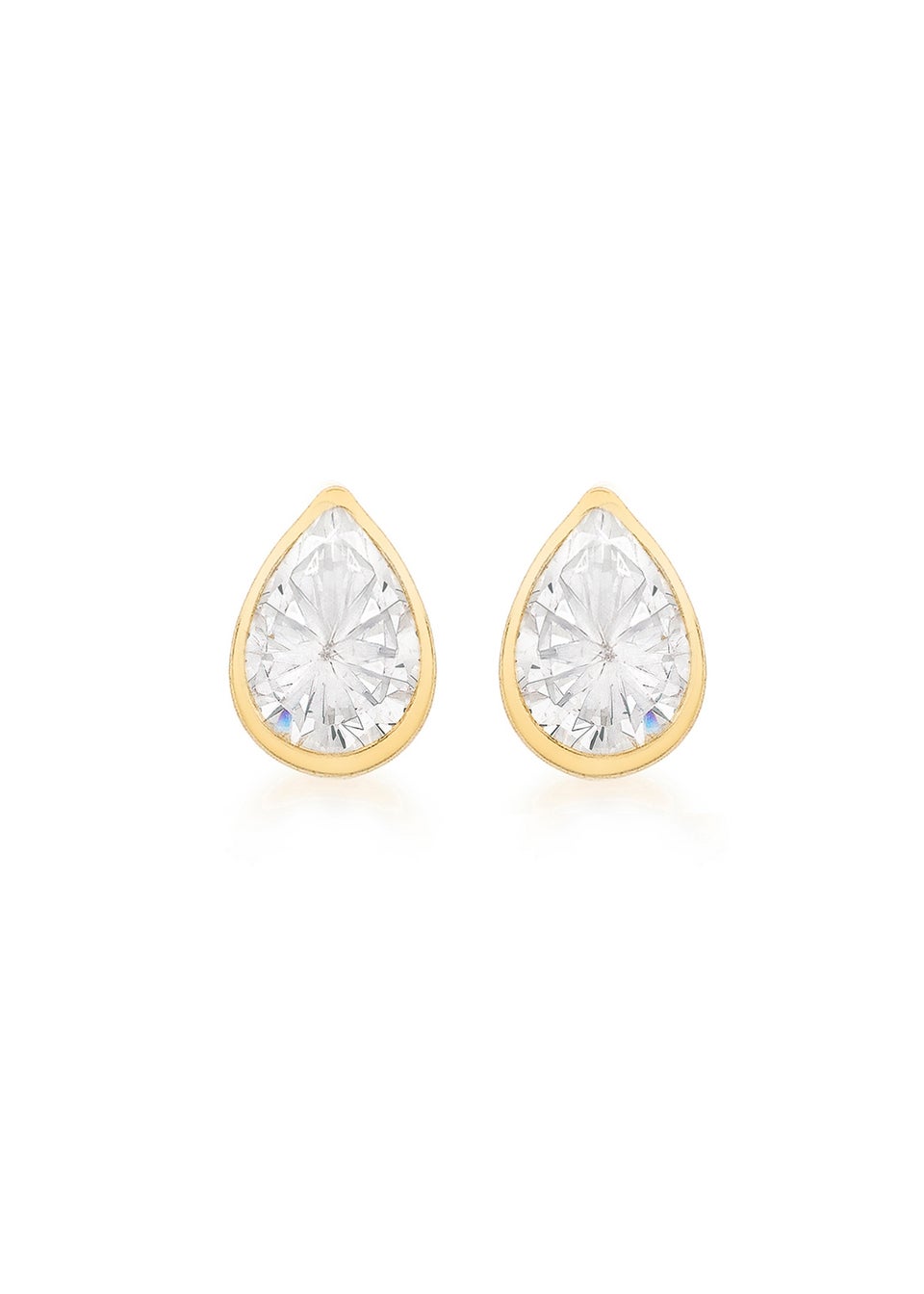 Golden Moments 9ct Yellow Gold CZ Teardrop Stud Earrings