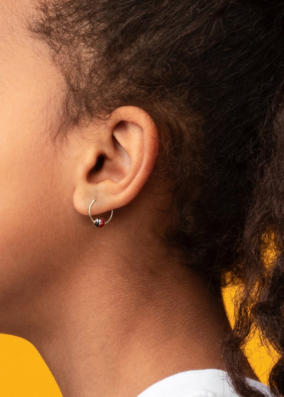 Golden Moments 9ct Yellow Gold Enamel Ladybird Hoop Earrings