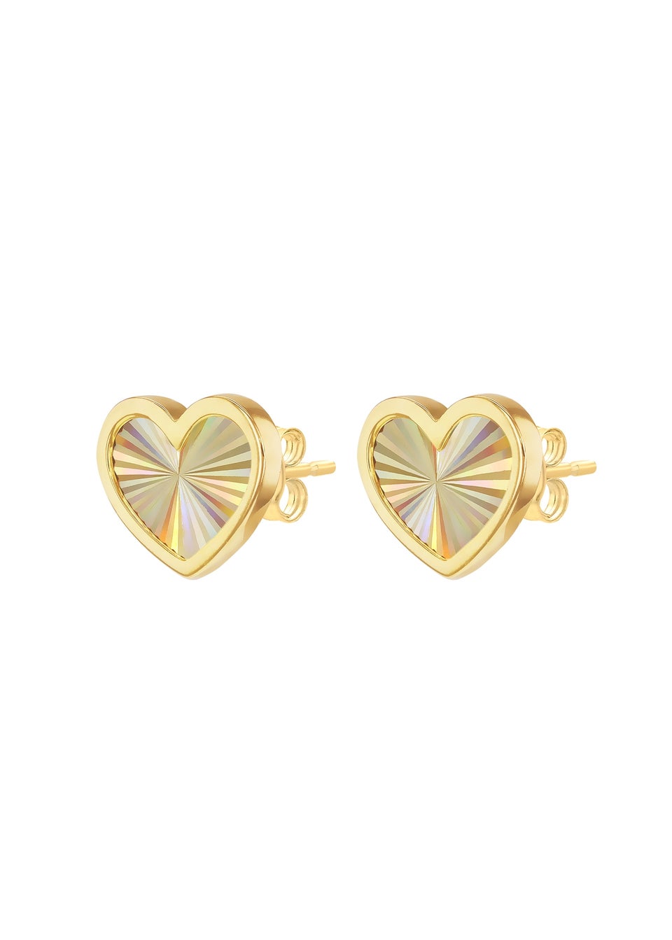 Golden Moments 9ct Yellow Gold Rainbow Heart Stud Earrings