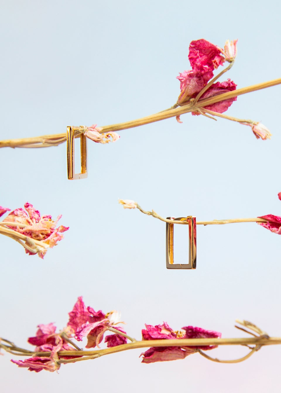 Golden Moments 9ct Yellow Gold Rectangular Hoop Earrings