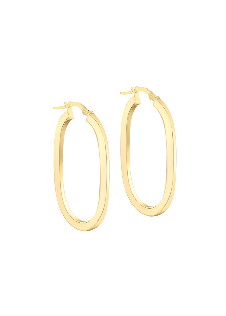 Golden Moments 9ct Yellow Gold Square Tube Oval Creole Earrings