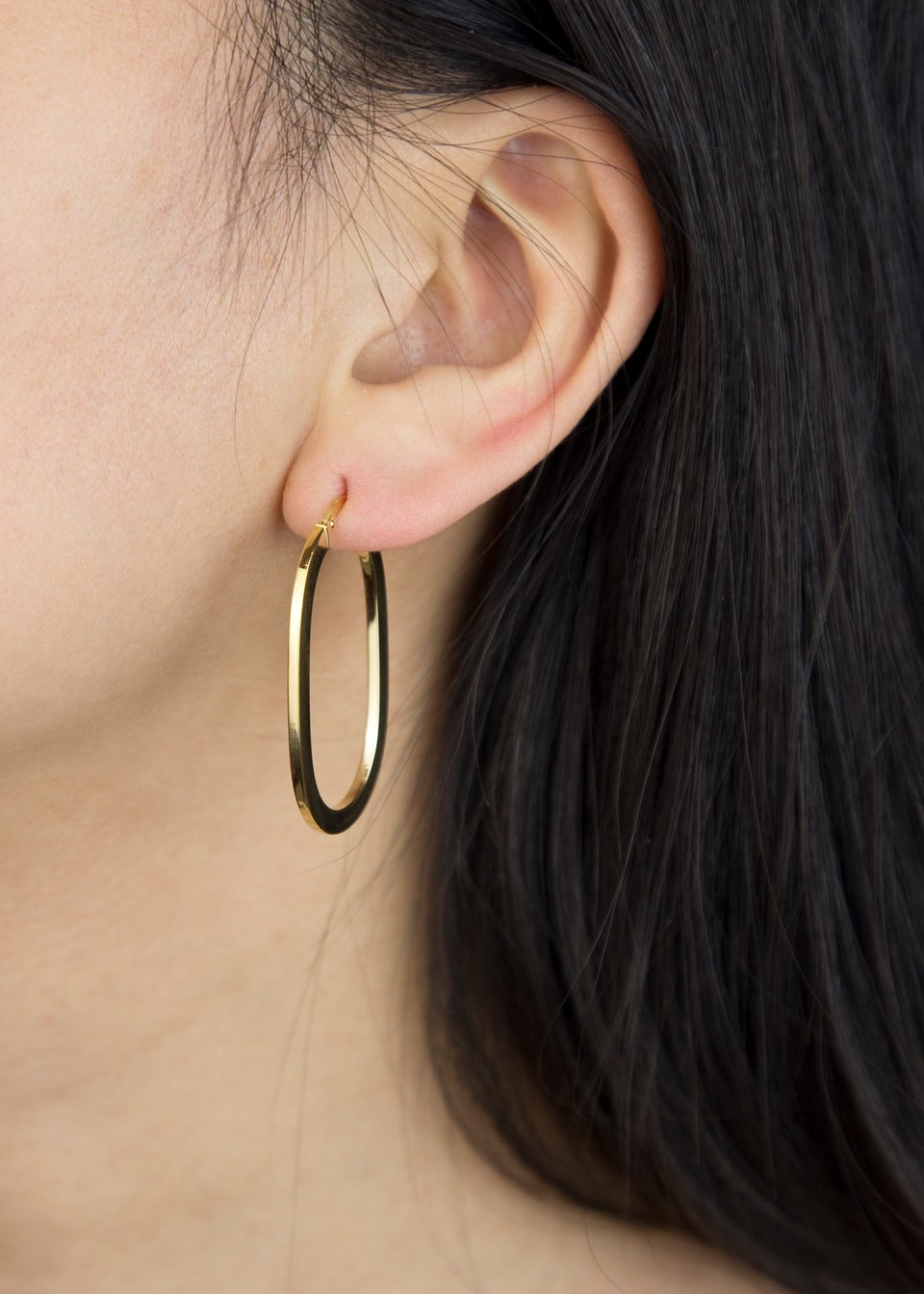Golden Moments 9ct Yellow Gold Square Tube Oval Creole Earrings