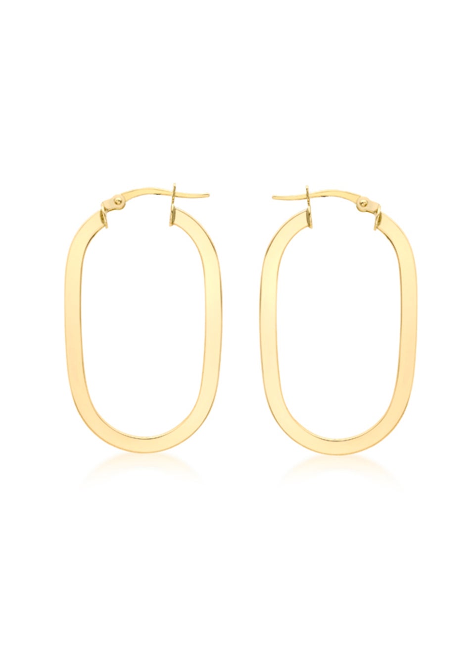 Golden Moments 9ct Yellow Gold Square Tube Oval Creole Earrings