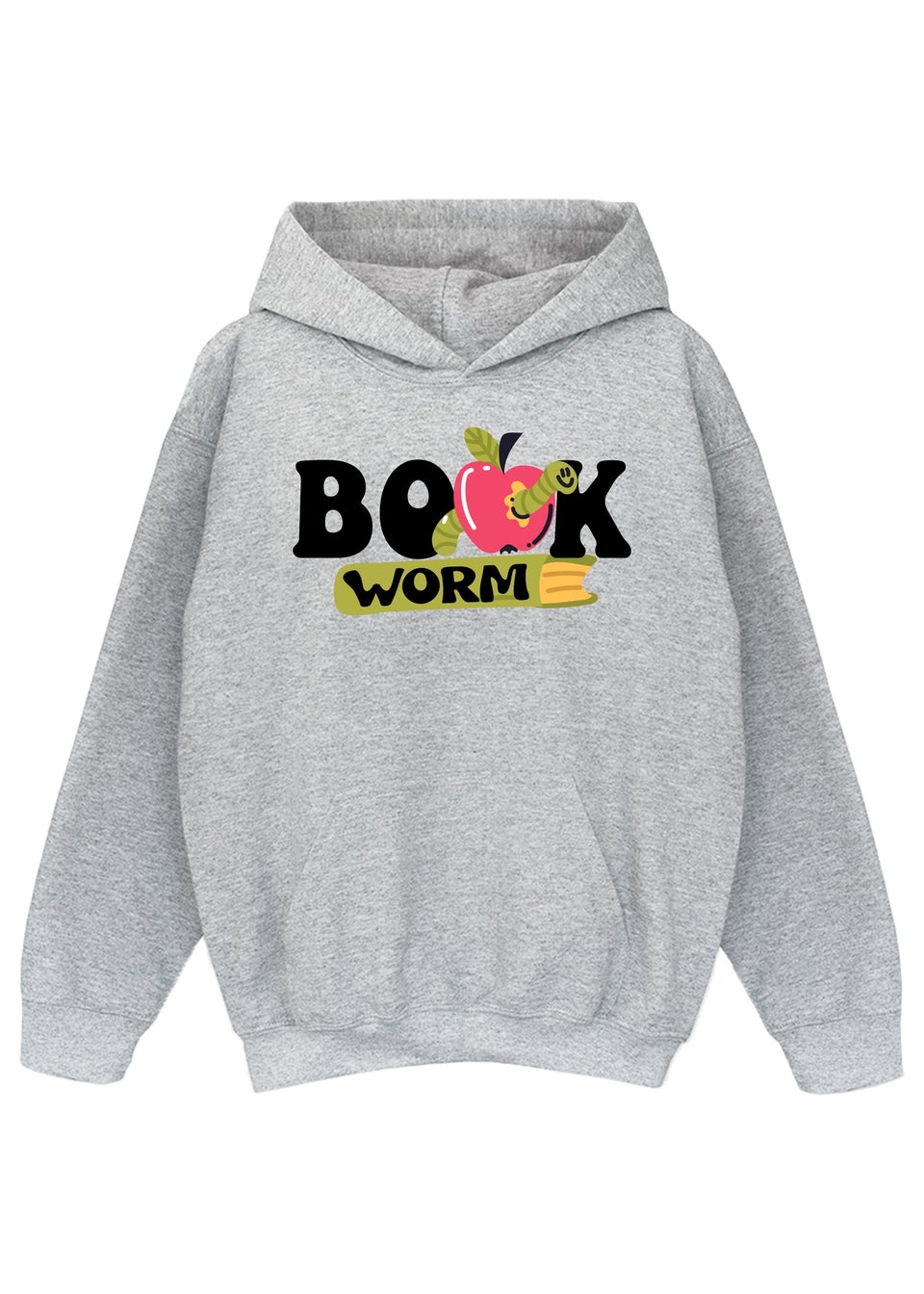 Brands In Grey World Book Day Book Worm Kids Heather Hoodie (3-13 Years)