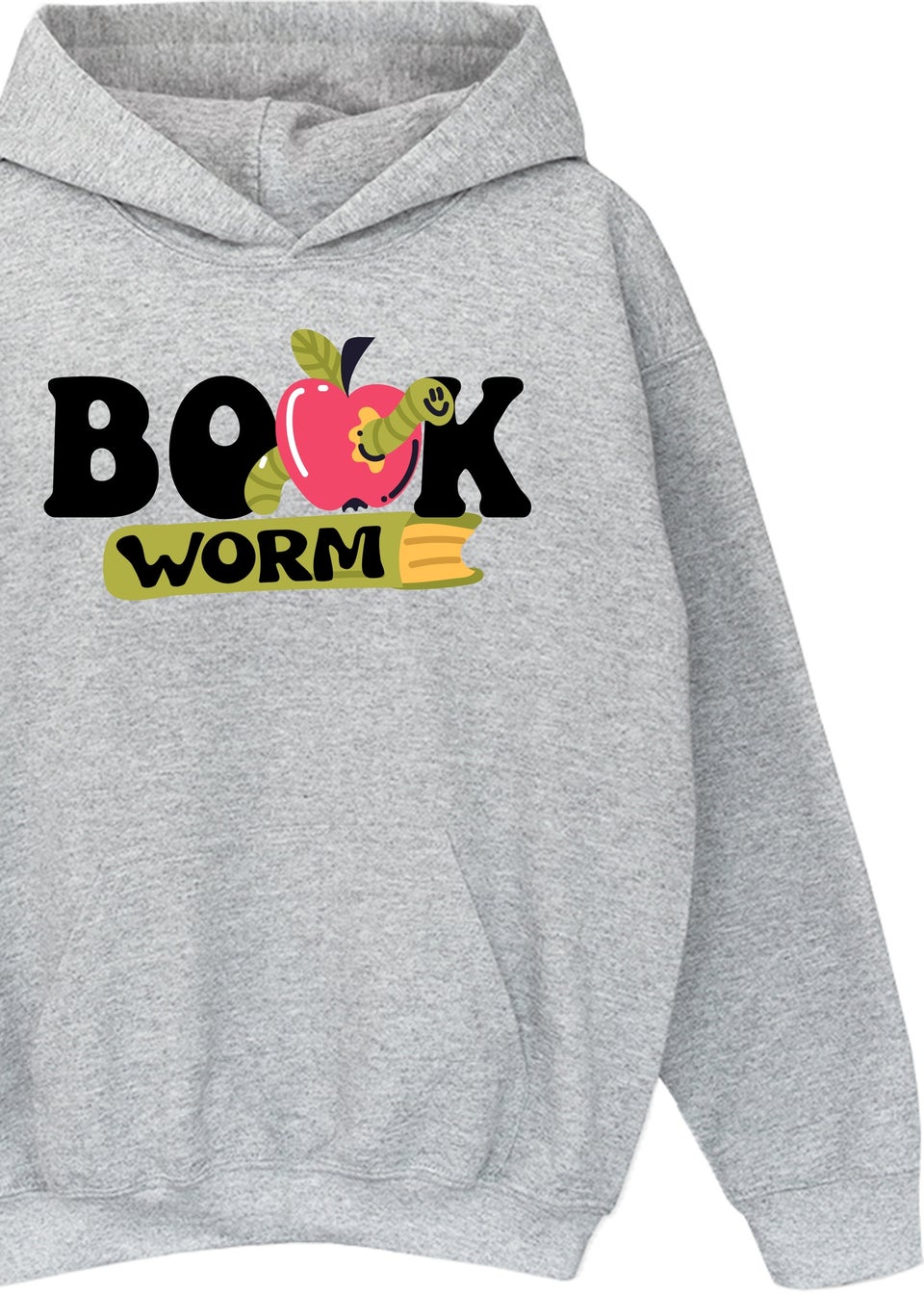 Brands In Grey World Book Day Book Worm Kids Heather Hoodie (3-13 Years)