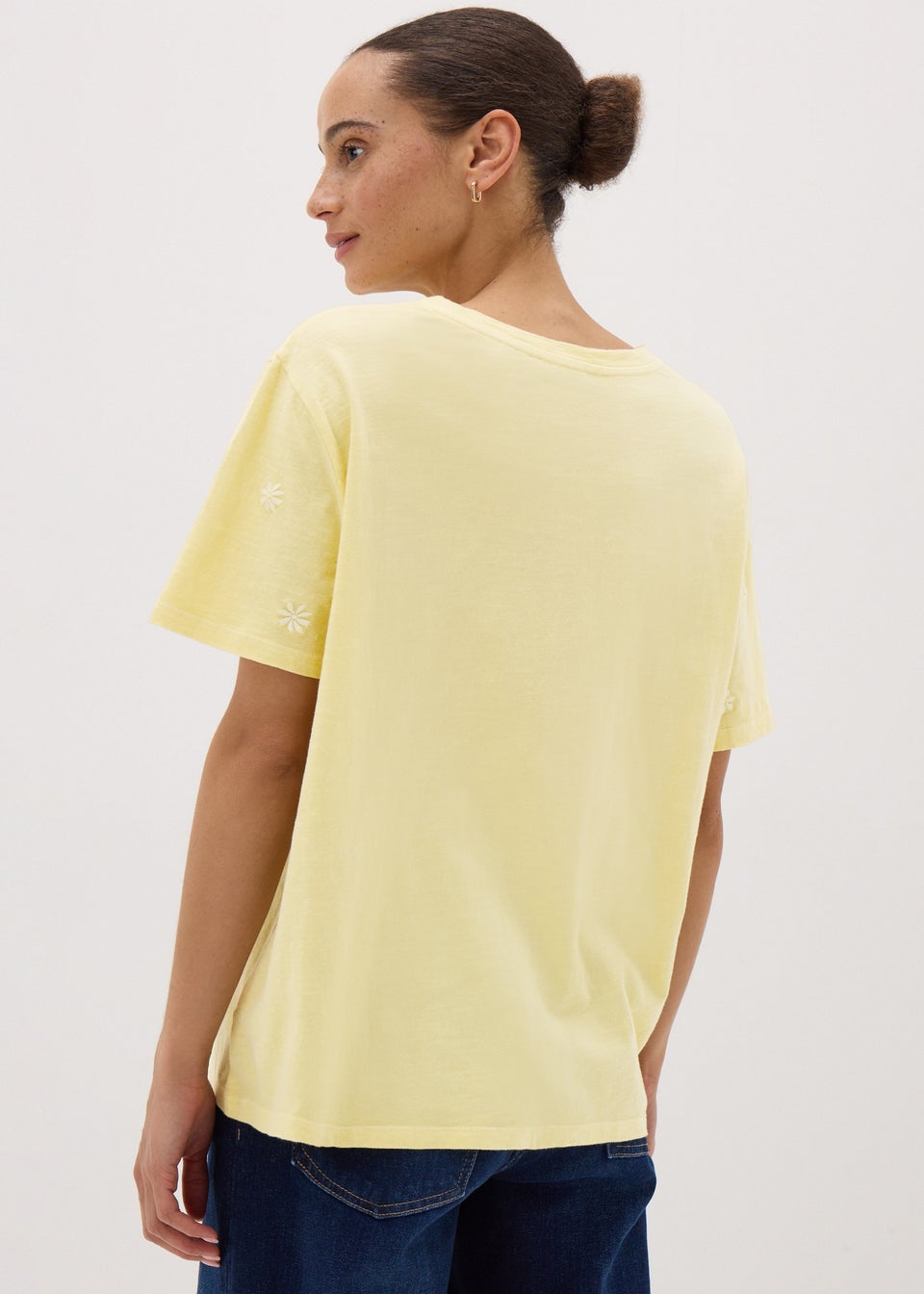 Yellow Embroidered Floral T-Shirt