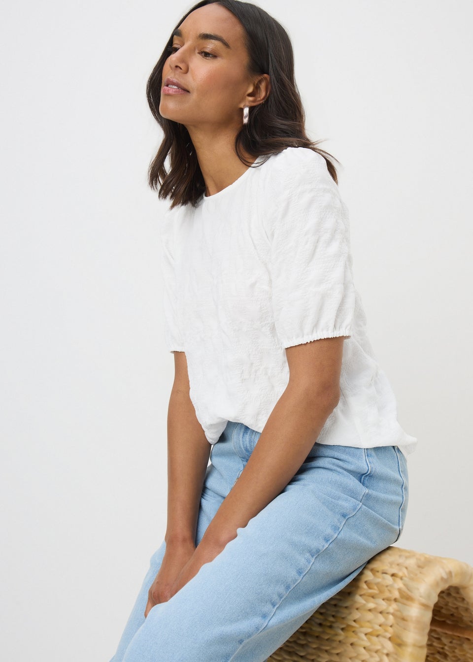 Ivory Seersucker Blouse