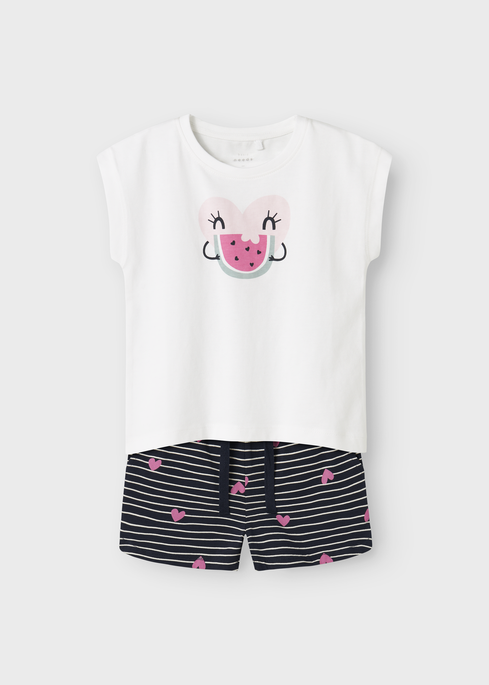 Name It Girls White Heart Top & Shorts Set (1.5-7yrs)