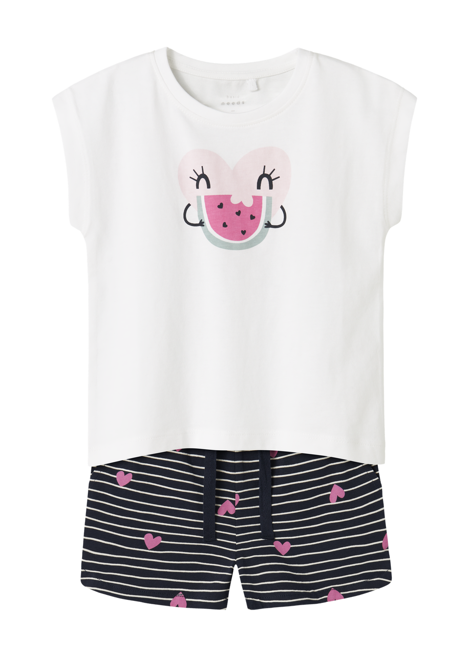 Name It Girls White Heart Top & Shorts Set (1.5-7yrs)