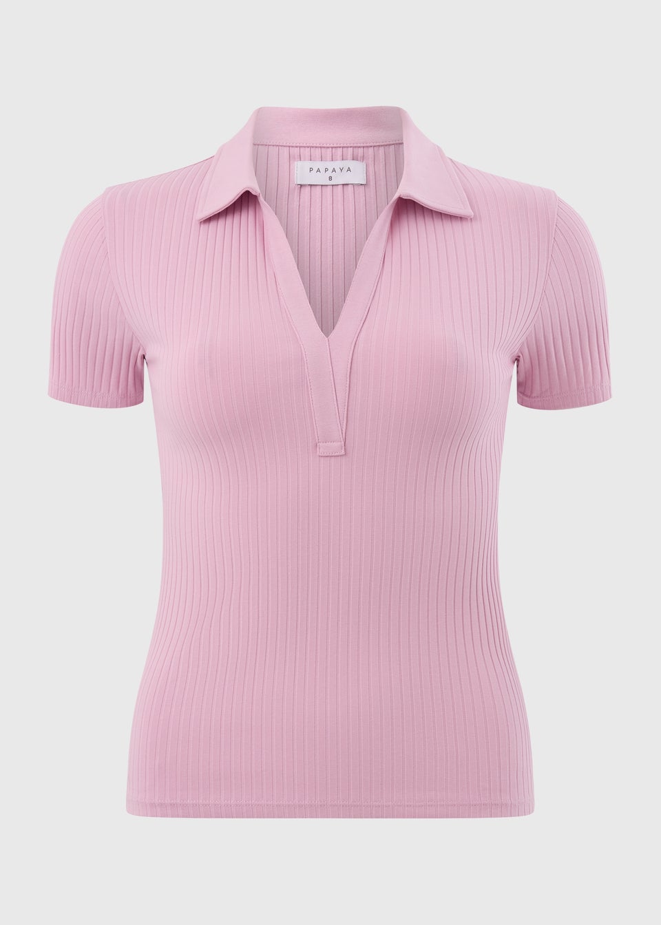 Pink Ribbed Henley Top