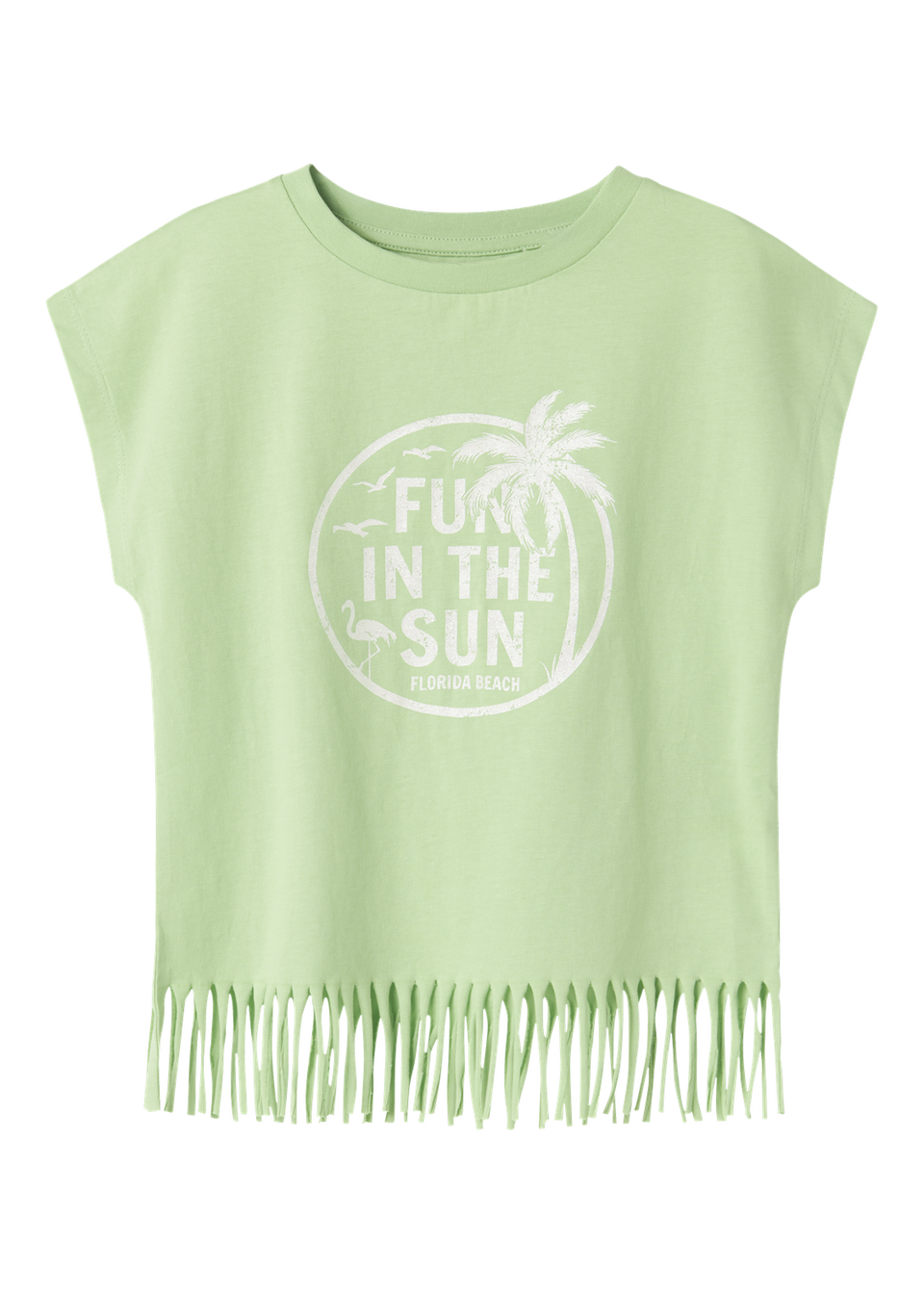 Name It Girls Green Florida Beach Tassel T-Shirt (6-12yrs)