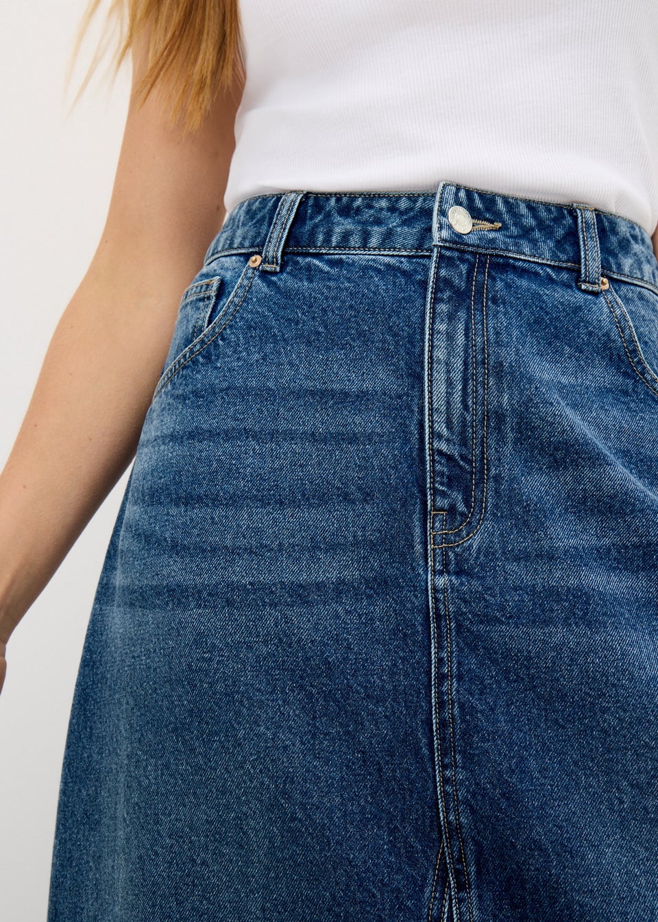 Midwash Denim Maxi Skirt