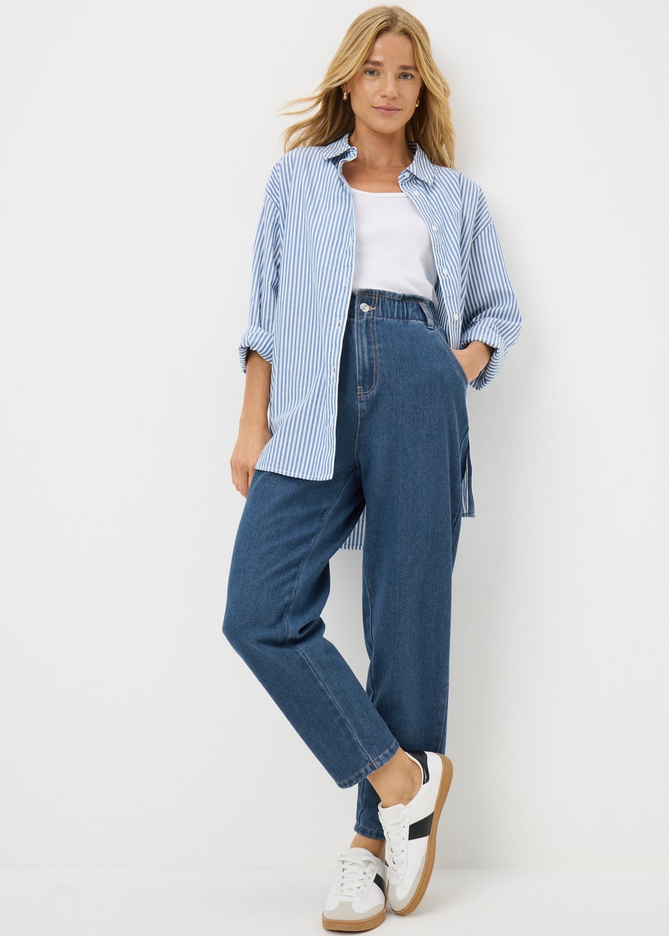 Dark Wash Paper Bag Jeans