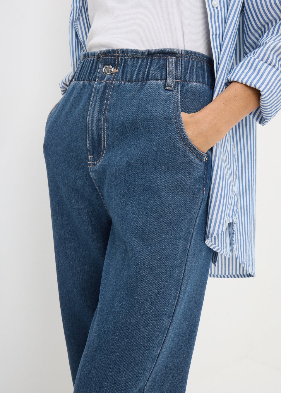 Dark Wash Paper Bag Jeans