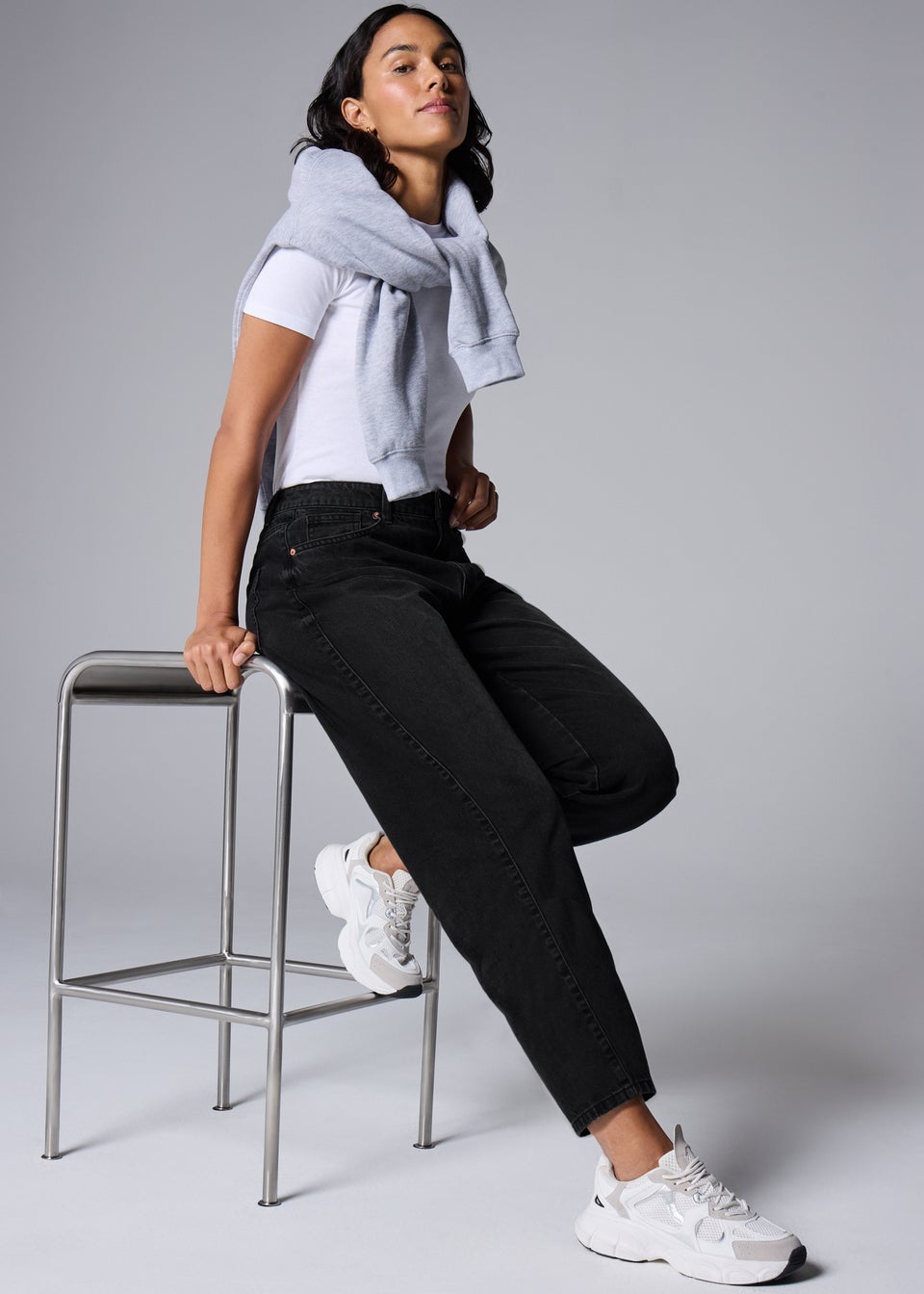 Black Barrel Leg Jeans