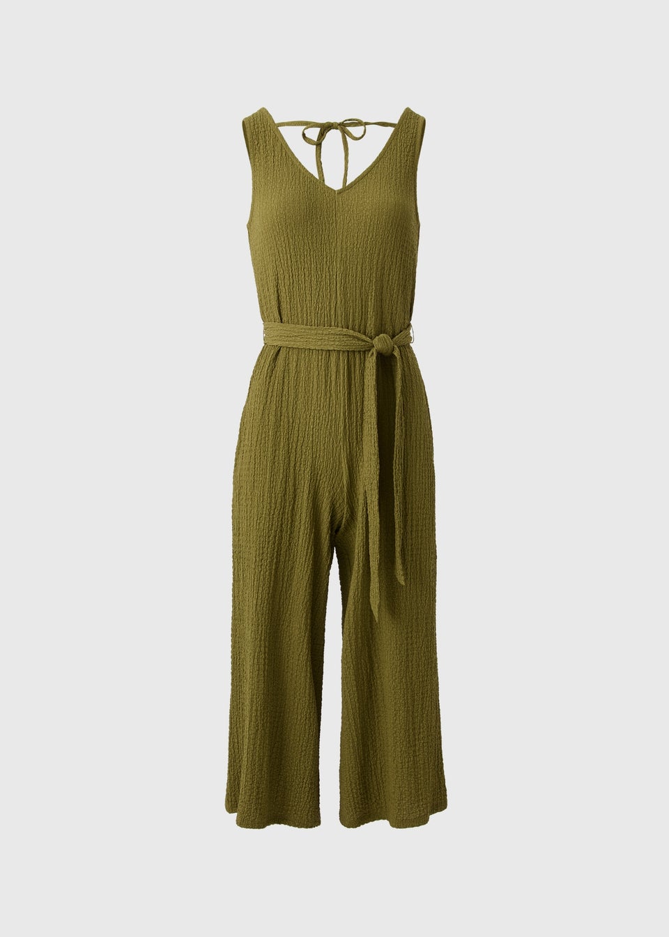 Khaki Crinkle Textured Jumpsuit
