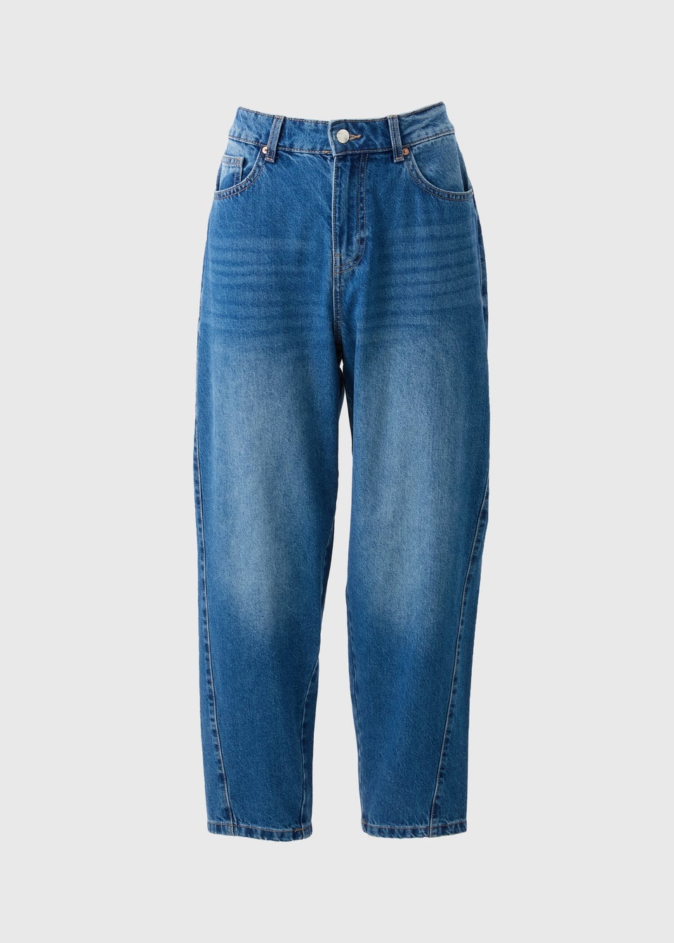 Mid Wash Barrel Leg Jeans