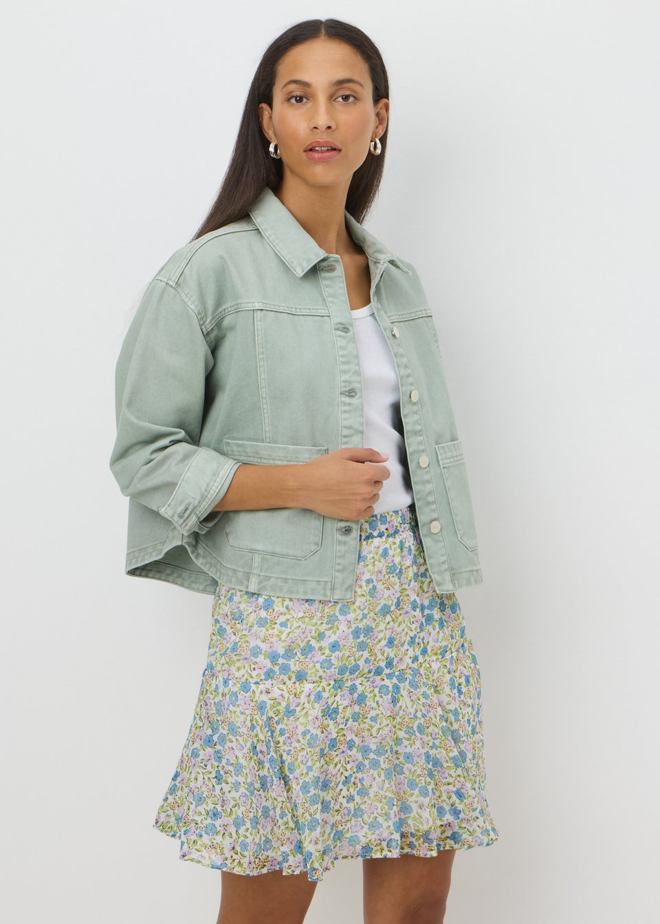 Multicolour Ditsy Floral Frill Tiered Mini Skirt