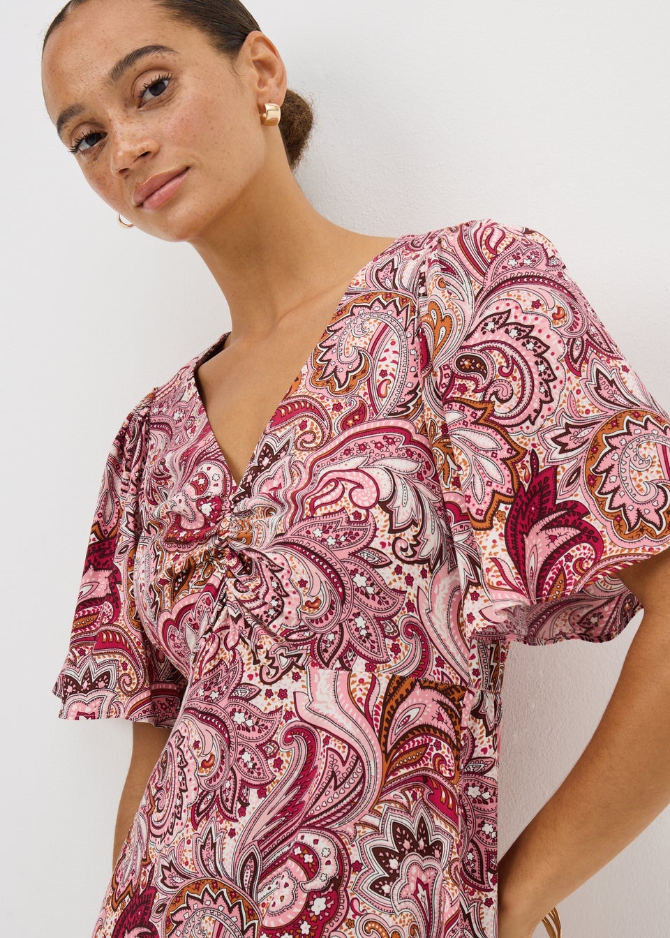 Pink Paisley Midi Tea Dress