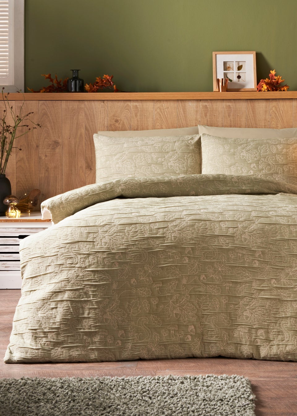 Green Woodland Stitch Duvet Set