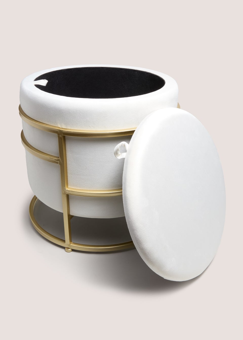 Cream Velvet Gold Leg Pouffe