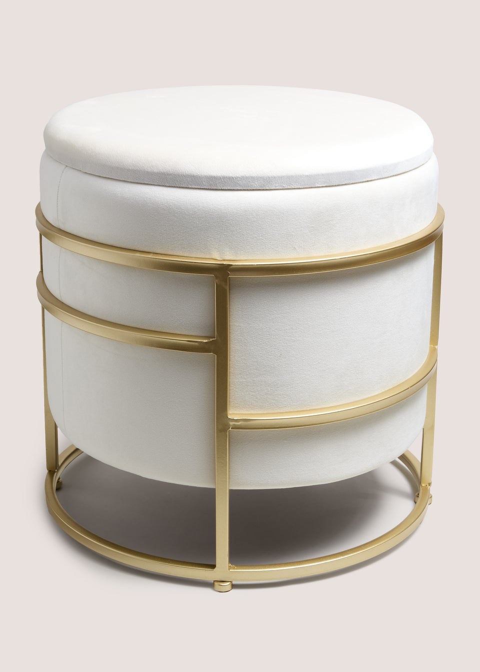 Cream Velvet Gold Leg Pouffe
