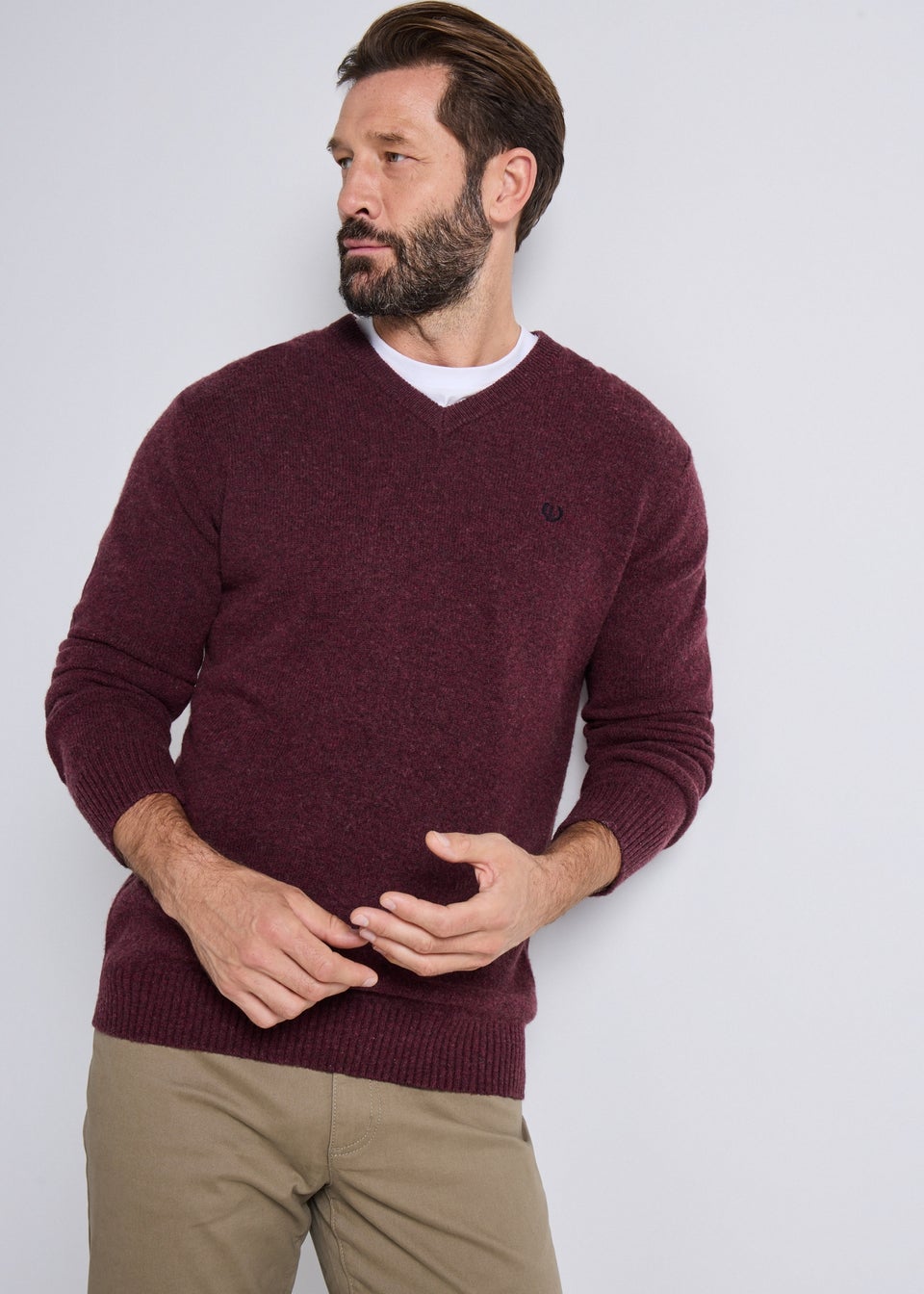 Burgundy Long Sleeve Crew Neck Jumper
