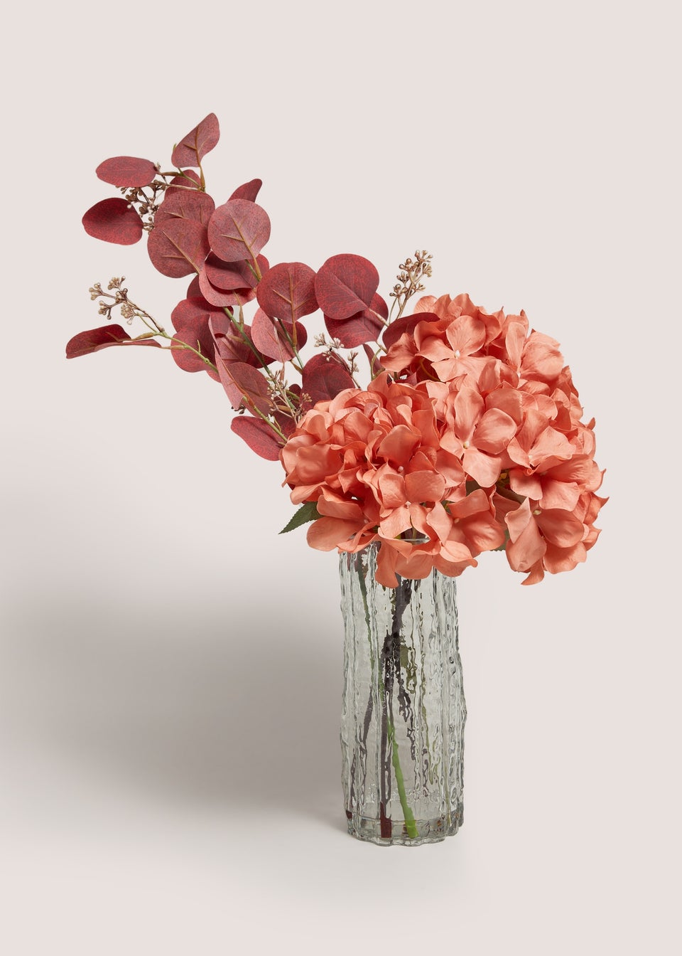 Peach Hydrangea Glass Vase