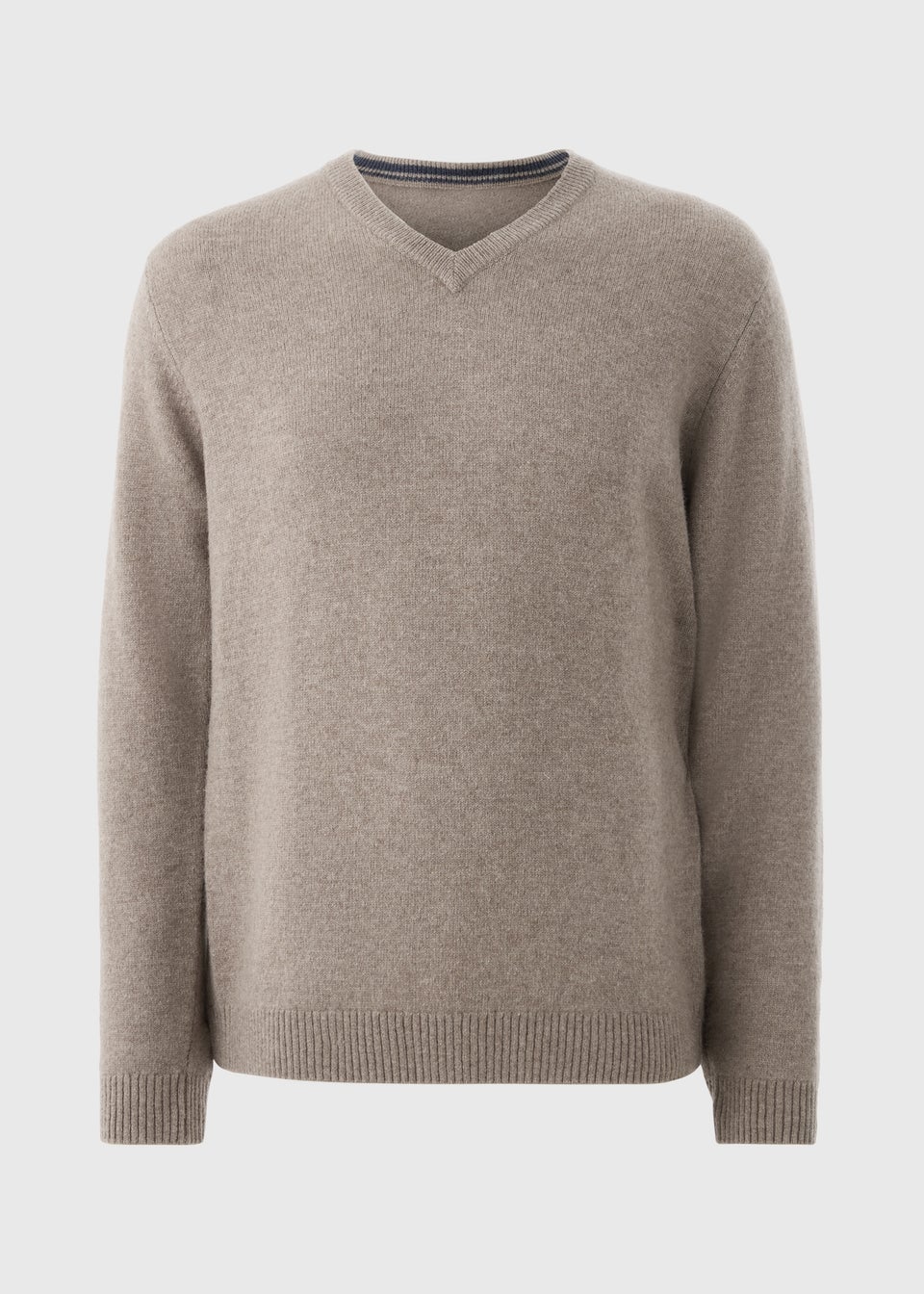 Stone Lambswool V Neck Jumper