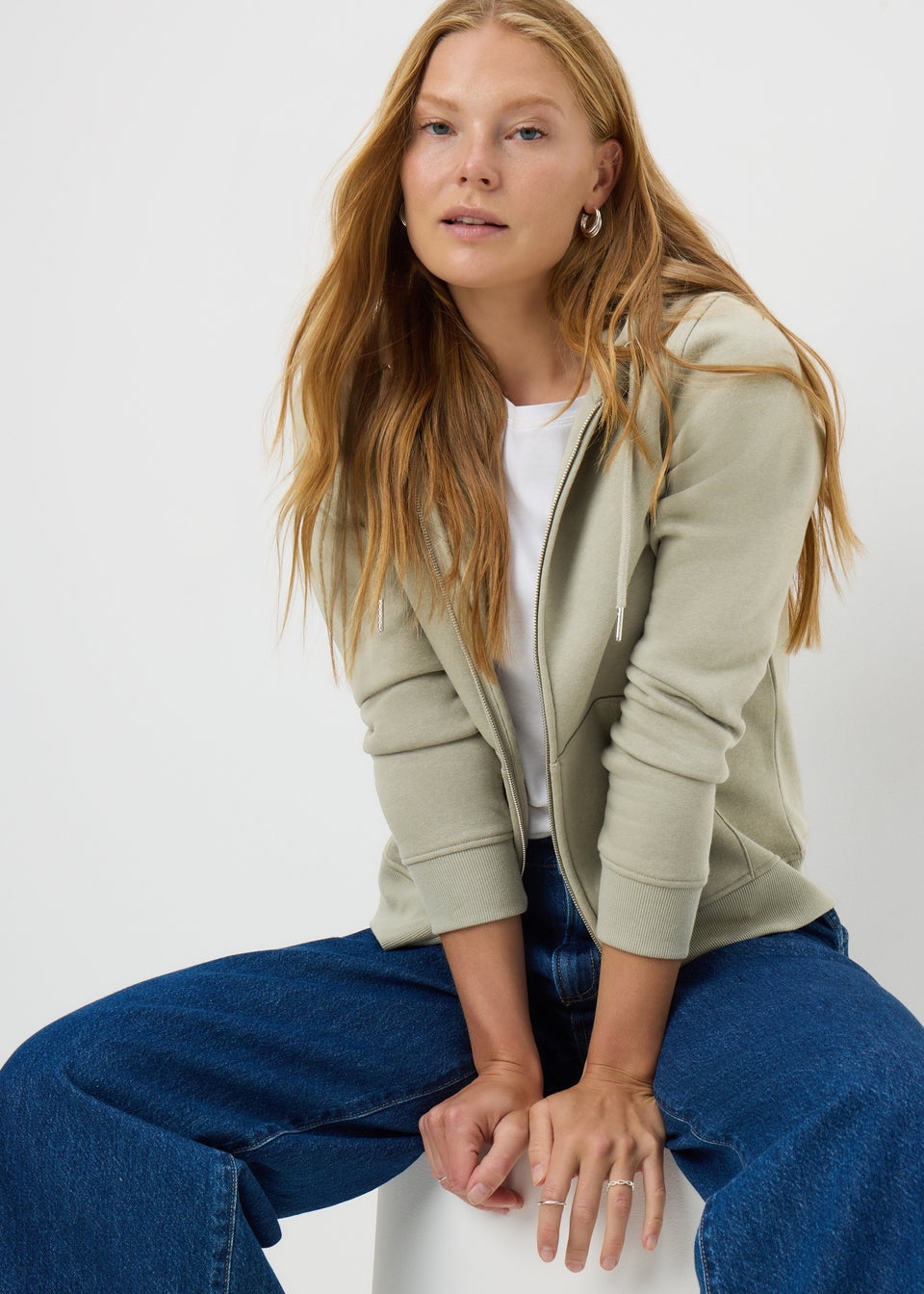Sage Green Zip Up Hoodie