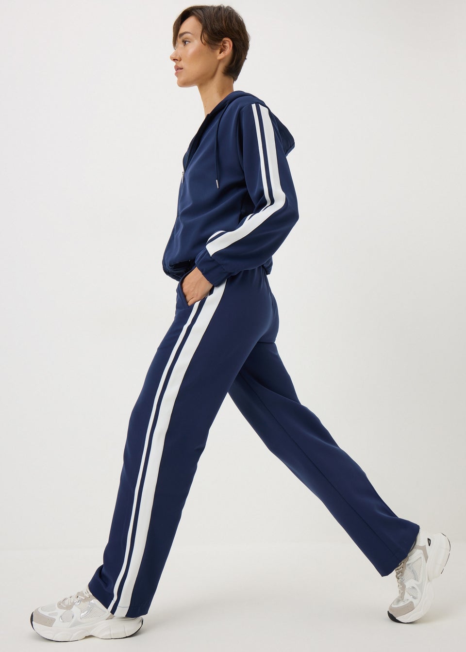 Navy Side Stripe Jogging Bottoms
