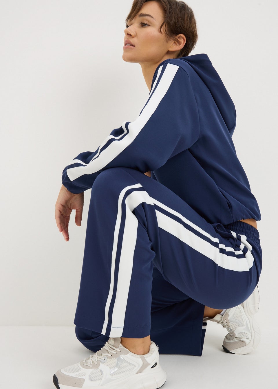 Navy Side Stripe Jogging Bottoms