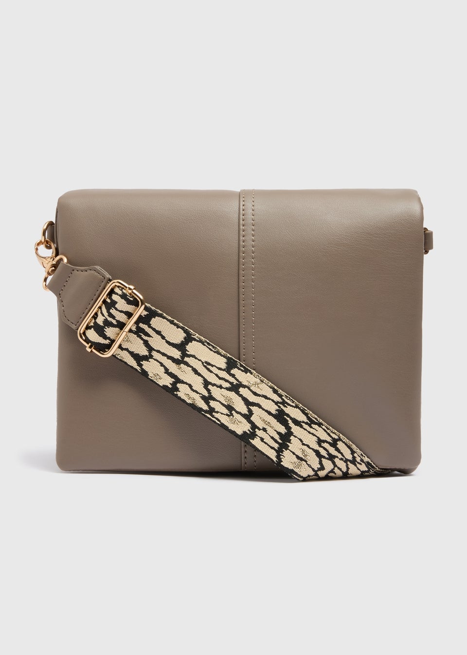 Taupe Leopard Strap Handbag