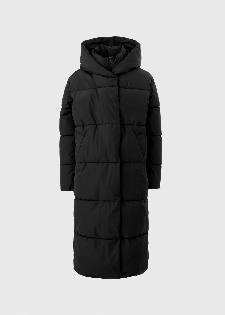 Black Long Wrap Padded Coat