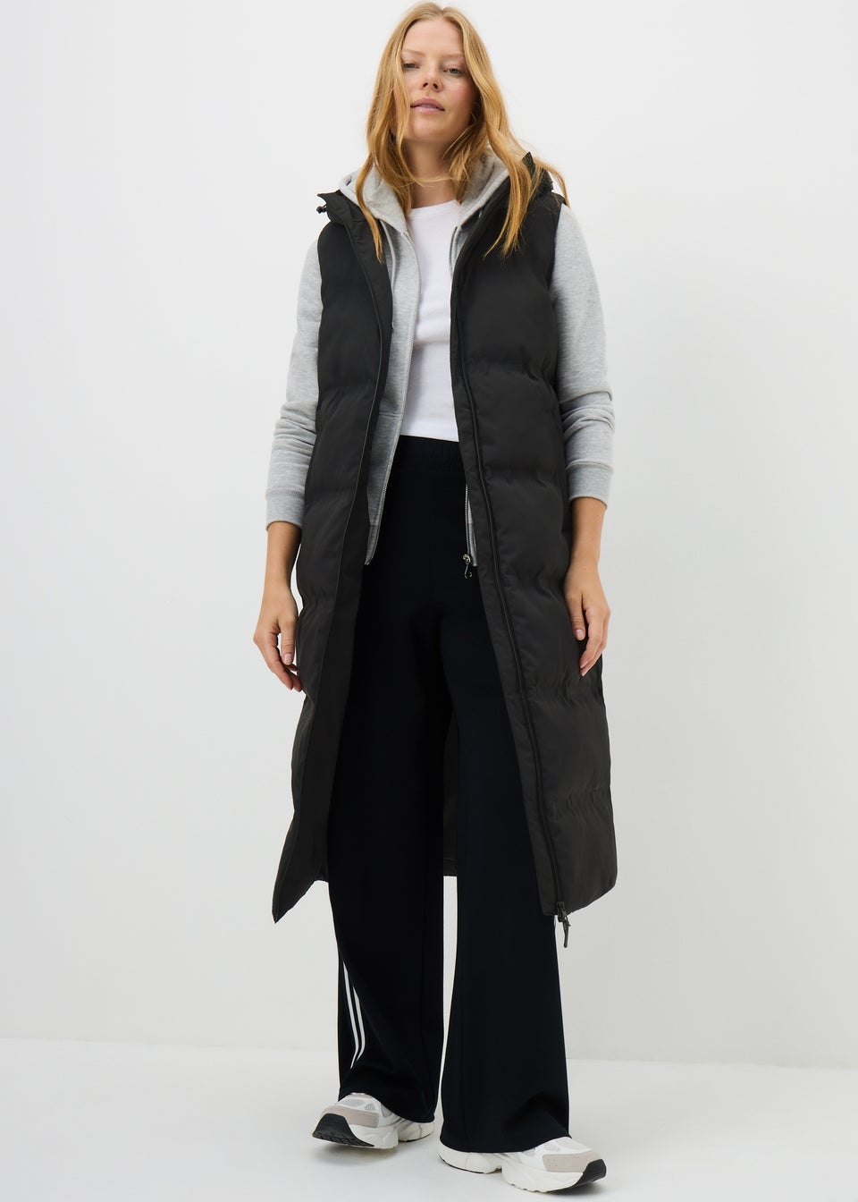 Black Long Padded Gilet